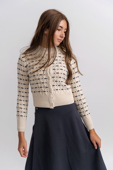 Stripe Floral Knit Cardigan