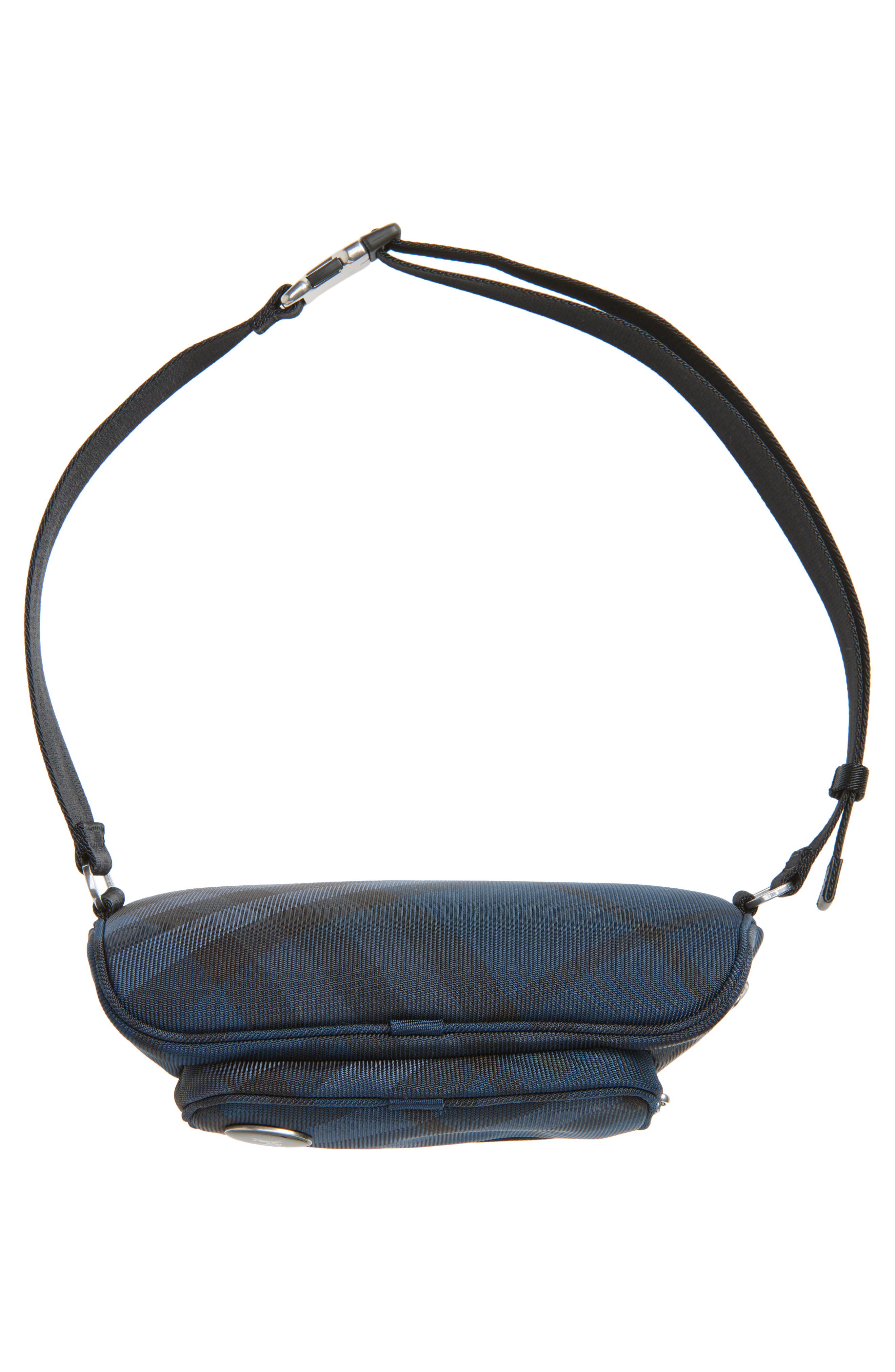 Burberry Grid Check Nylon Belt Bag, Alternate, color, Navy