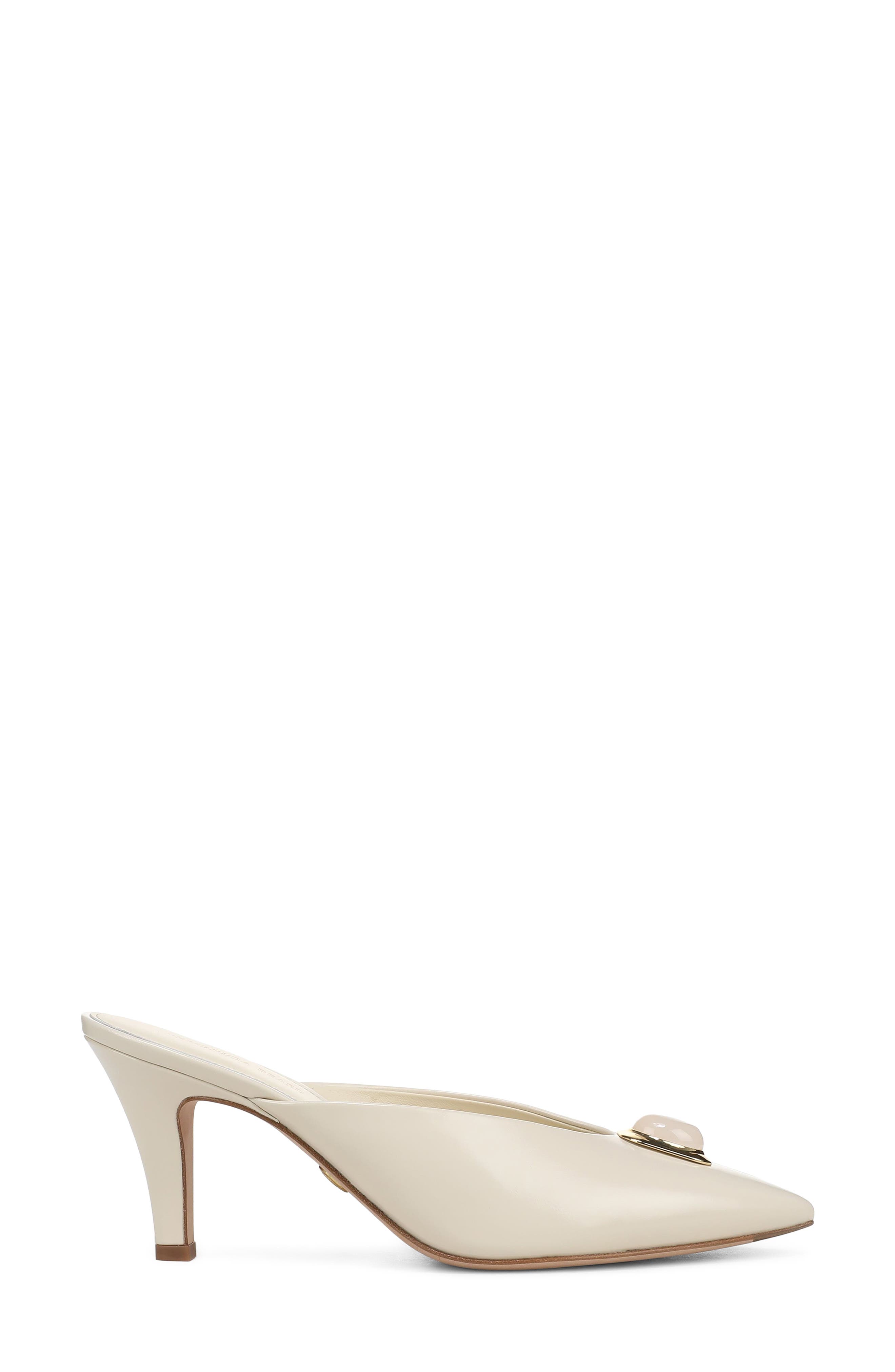 Cabochon Leather Pointed Toe Mule, Alternate, color, LIMESTONE