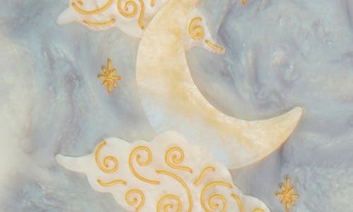 Solar Eclipse Celestial Moon Brush, Jaw Clip & Mirror Set In Blue