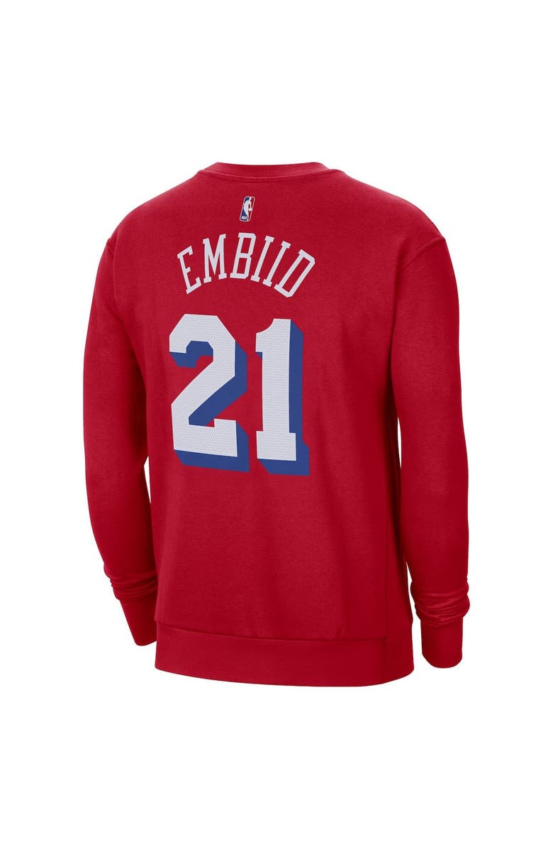 Jordan Brand Men's Jordan Brand Joel Embiid Red Philadelphia 76ers Statement Name & Number Pullover Sweatshirt, Alternate, color, Red