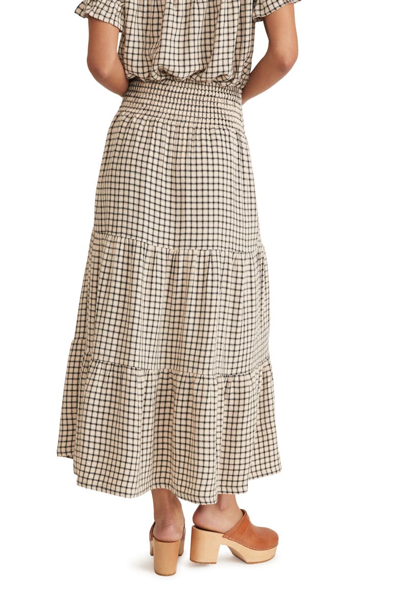 Chloe Windowpane Smocked Maxi Skirt, Alternate, color, PARCHMENT