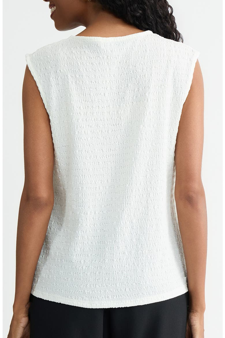 Crinkled Keyhole Cap Sleeve Knit Top, Alternate, color, VANILLA ICE