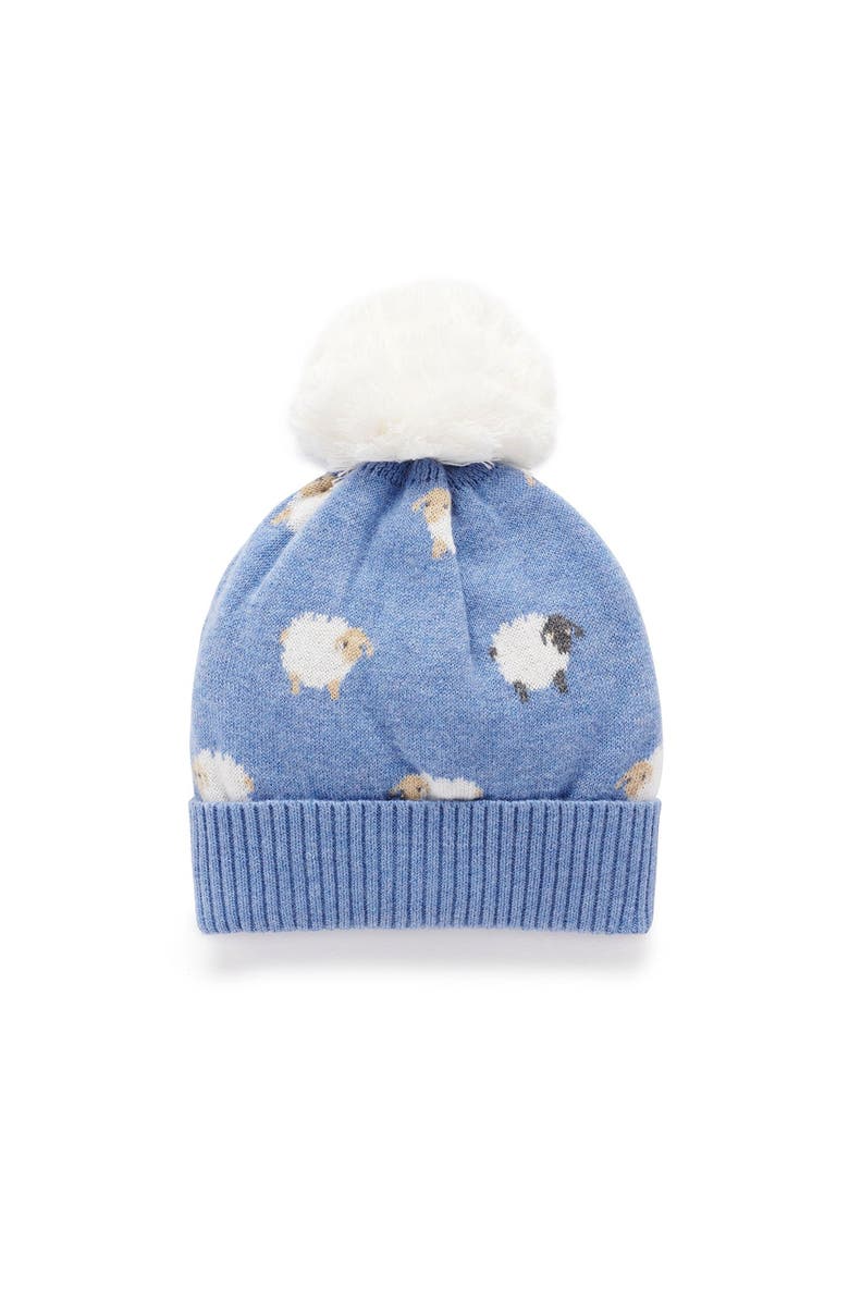 Purebaby On The Farm Beanie, Main, color, Sheep Jacquard