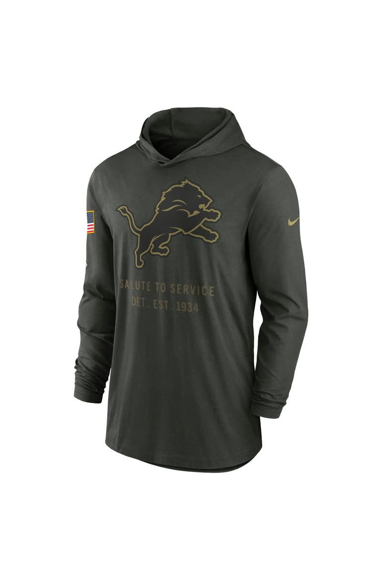 Men's Nike Forest Green Detroit Lions 2025 Salute to Service Sideline Dri-FIT Lightweight Hooded Pullover, Alternate, color, Forest Green