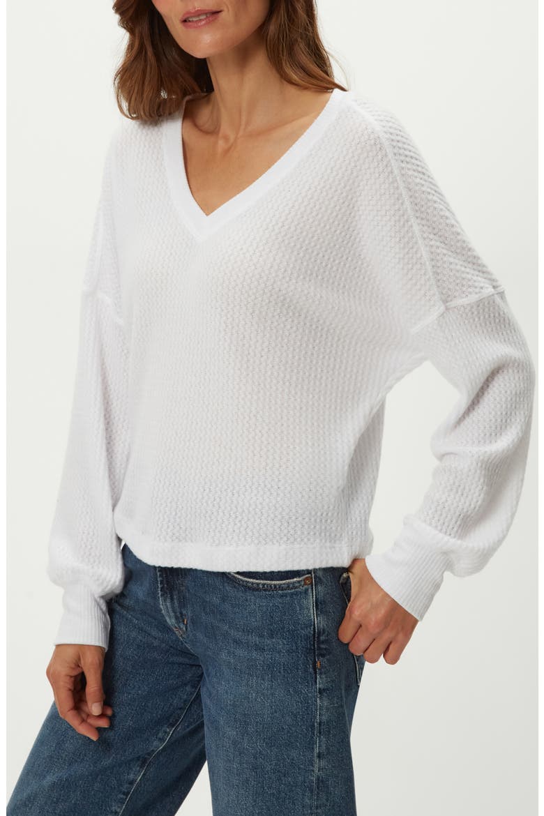 Salma Waffle Stitch V-Neck Knit Top, Alternate, color, WHITE