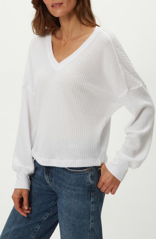 Michael Stars Salma Waffle Stitch V-neck Knit Top In White