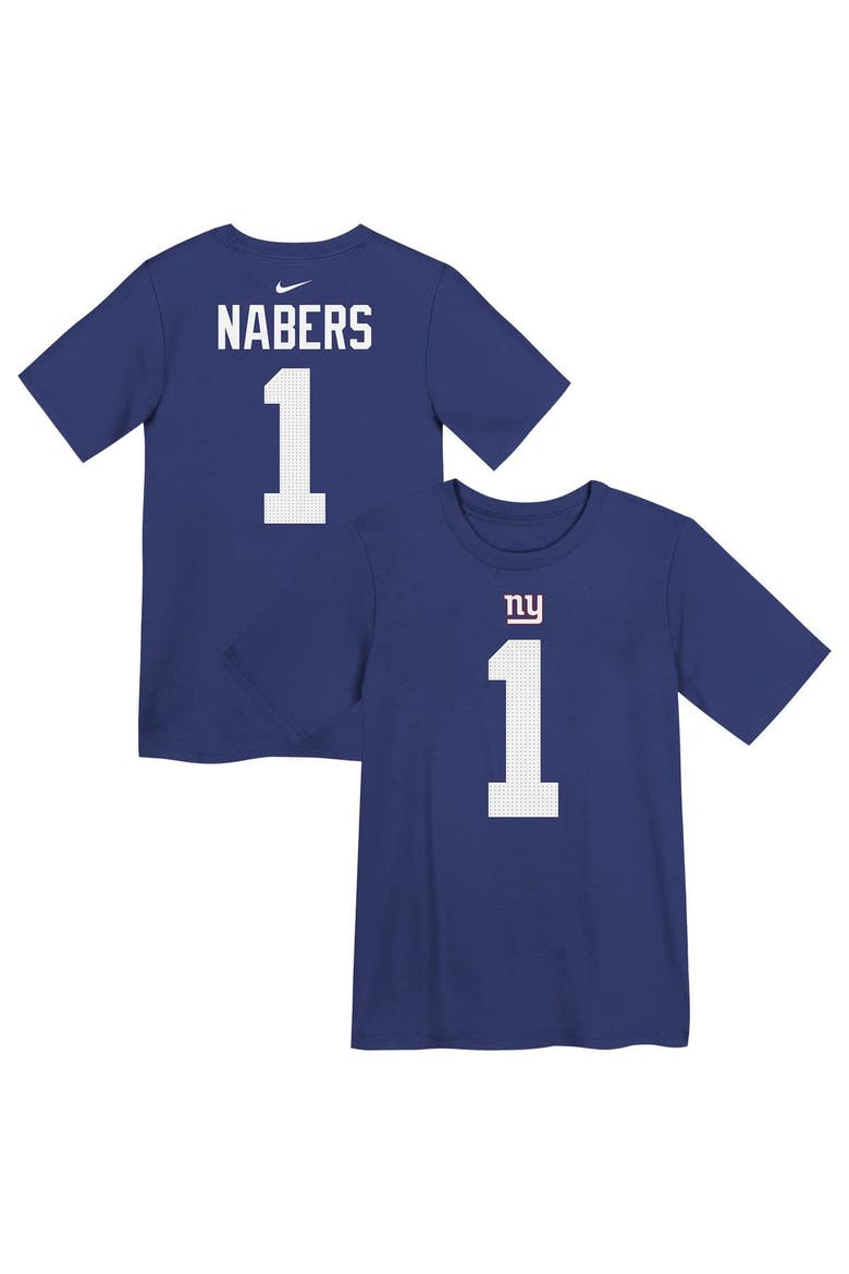 Preschool Nike Malik Nabers Royal New York Giants Name & Number T-Shirt, Main, color, Royal