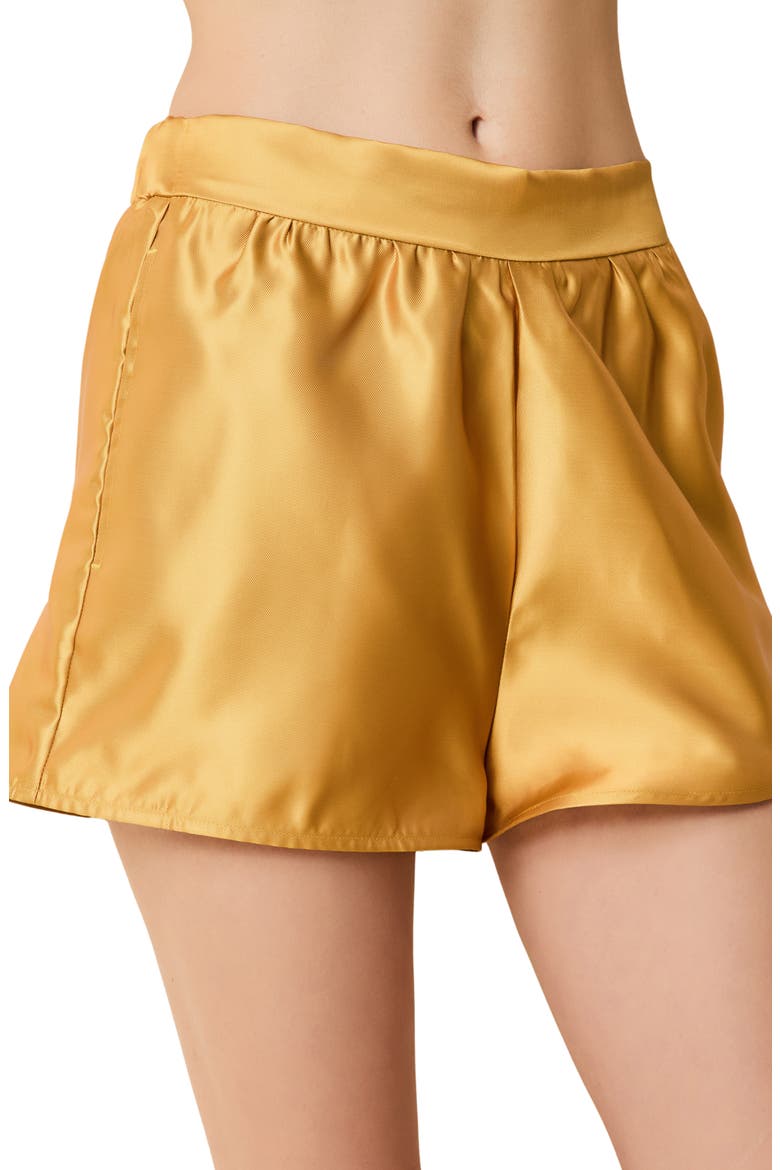 Emery Satin Twill Shorts, Alternate, color, OCHRE