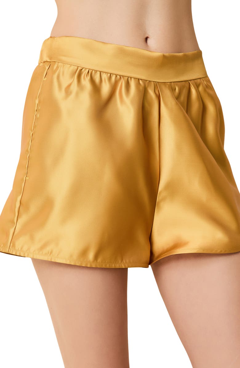 Solid & Striped Emery Satin Twill Shorts, Alternate, color, Ochre