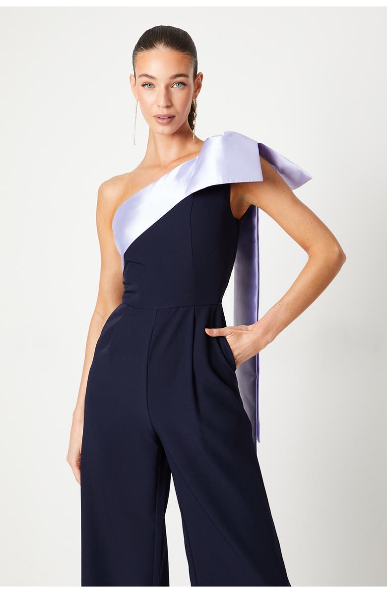 Coast Bow One Shoulder Wide Leg Jumpsuit, Alternate, color, Navy