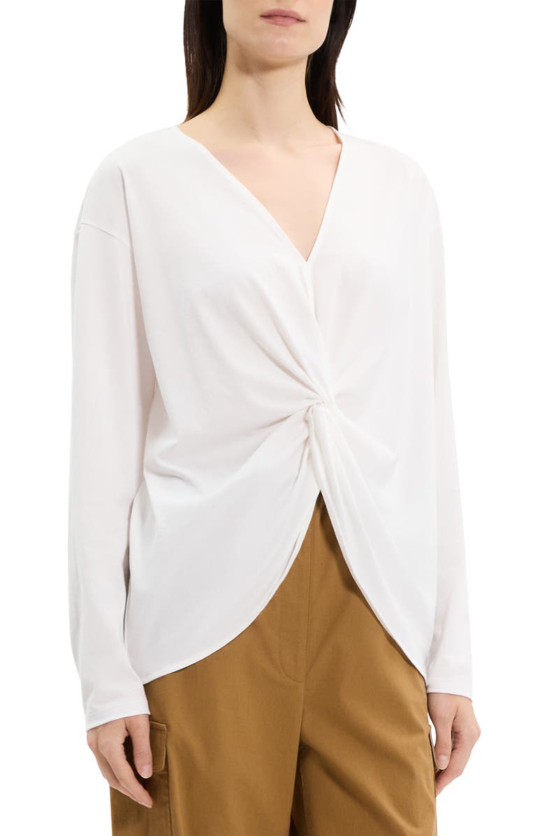 Theory Relaxed Twist Front Organic Pima Cotton Top, Alternate, color, 