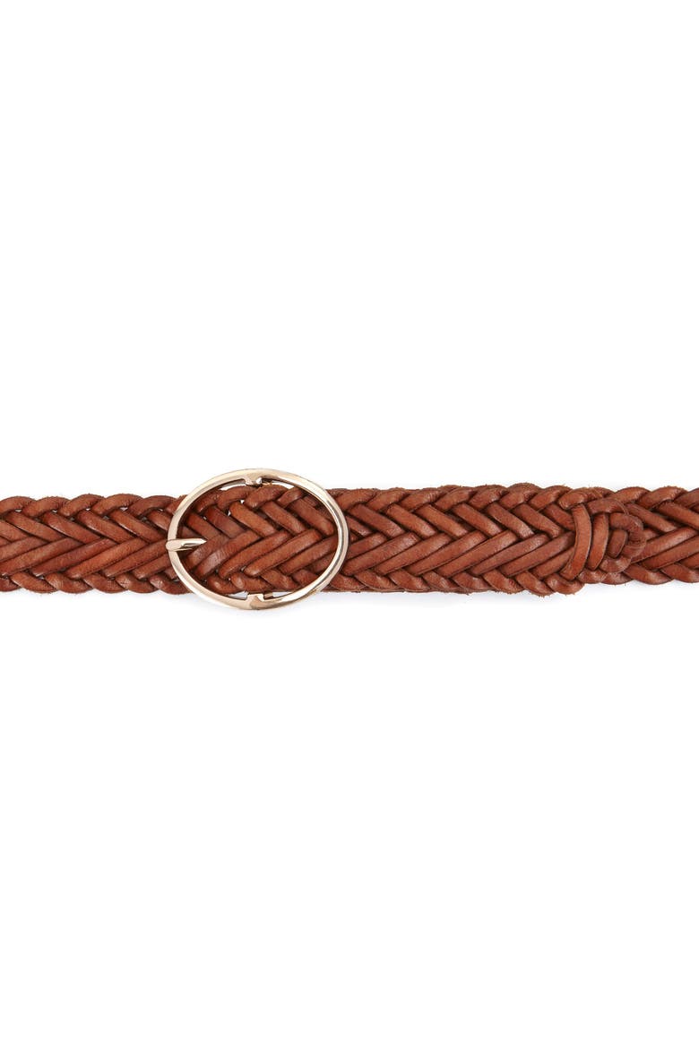 Woven Leather Belt, Alternate, color, Cognac