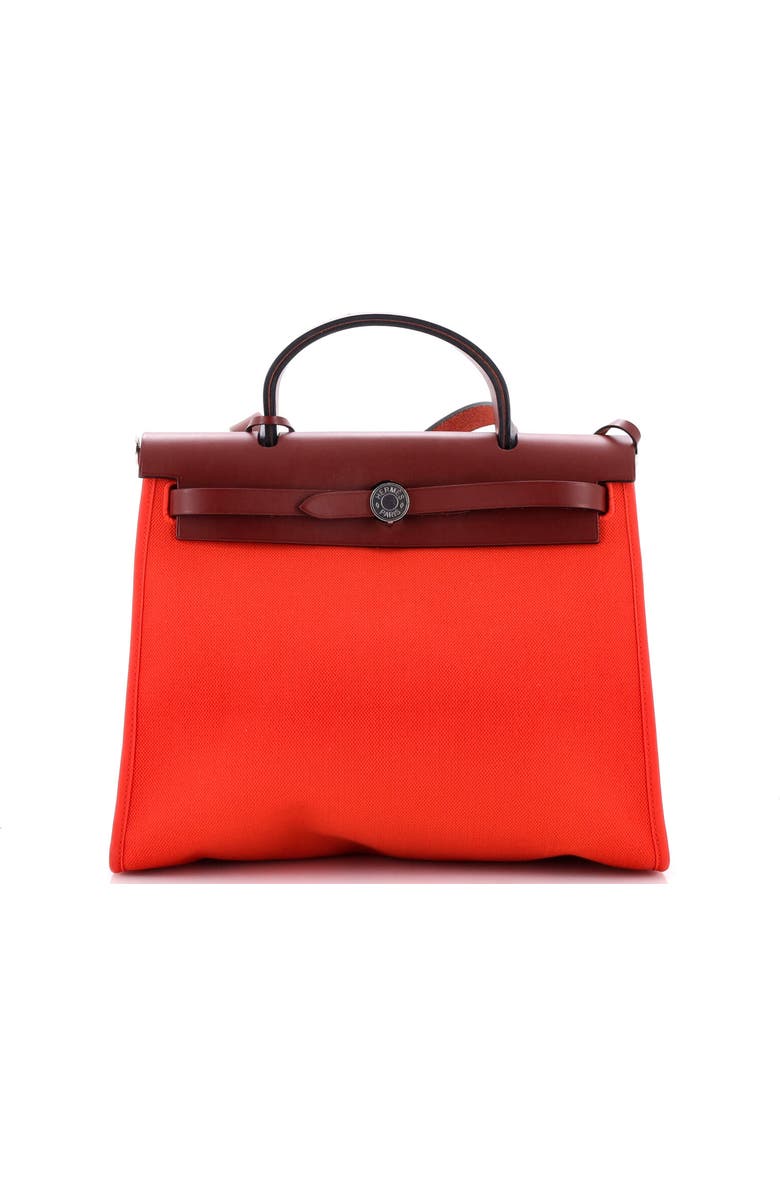 Pre-Owned Hermes Herbag Zip Leather and Toile 31, Main, color, Orange Poppy