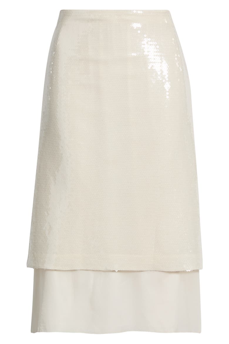 The Sequin Starlight Silk Midi Skirt, Alternate, color, CREAM