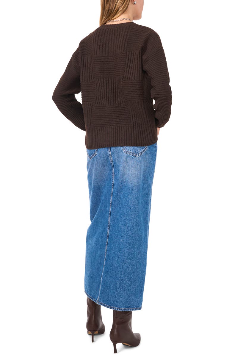 1.STATE Check Pattern Crewneck Sweater, Alternate, color, Chocolate