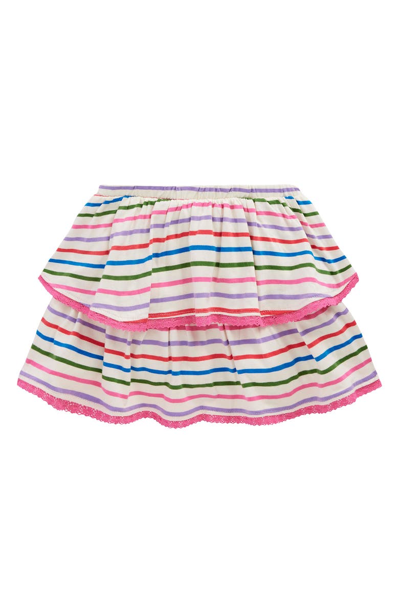 Mini Boden Kids' Stripe Cotton Tiered Skort, Alternate, color, Multi Stripe