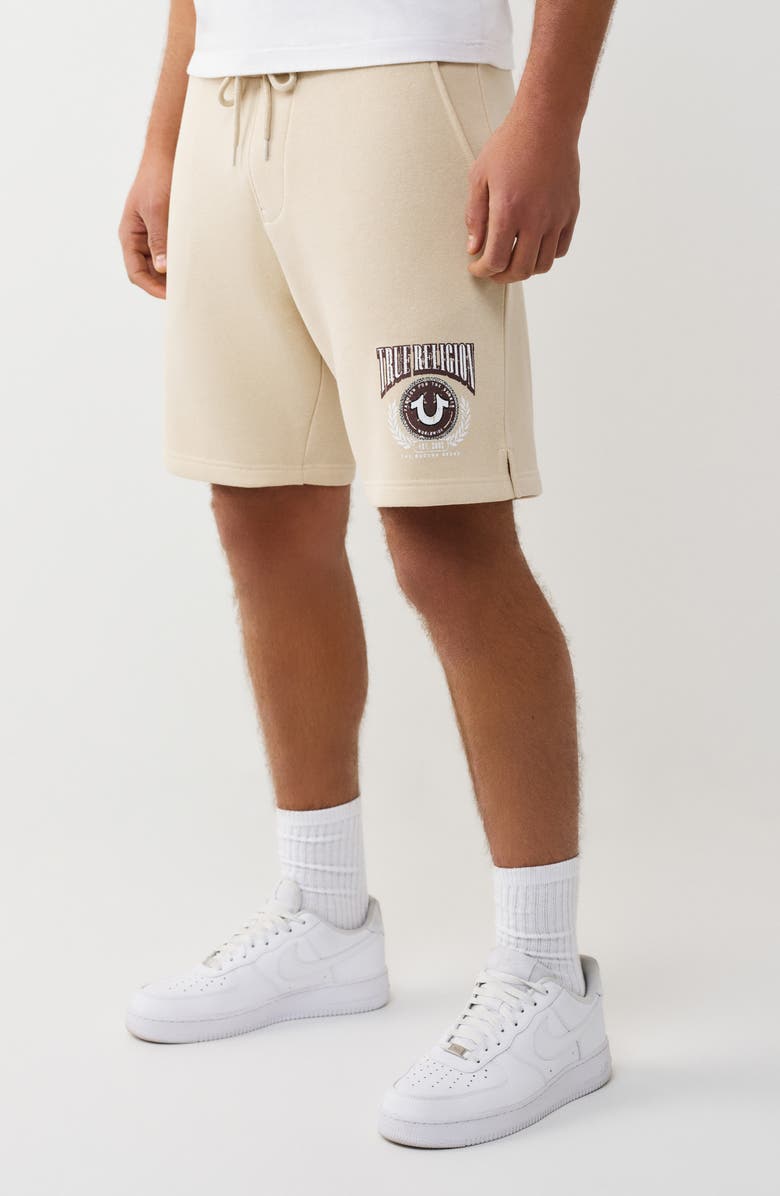 True Religion College Sweat Shorts, Alternate, color, Fog