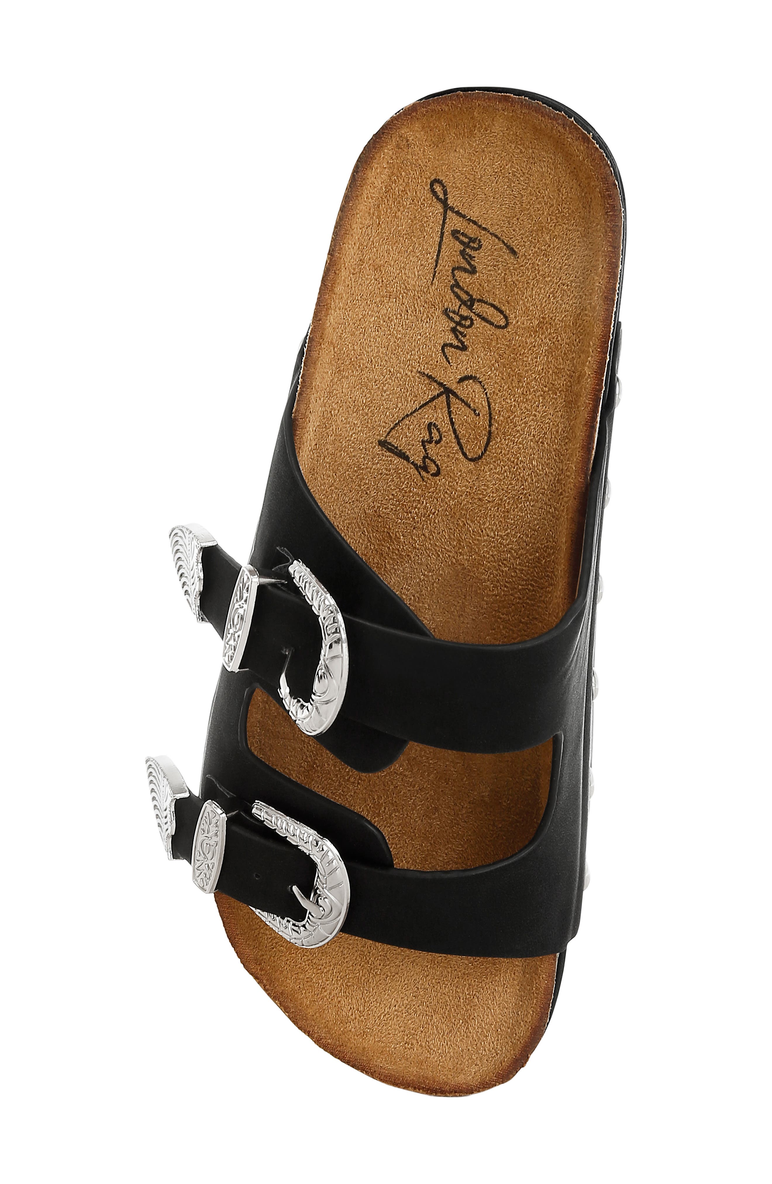 Zaphod Faux Leather Platform Slide Sandal, Alternate, color, BLACK