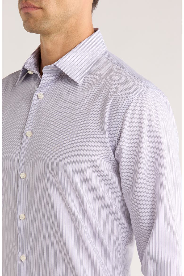 Trim Fit Stripe Premium Non-Iron Cotton Dress Shirt, Alternate, color, PURPLE ANTICA STRIPE