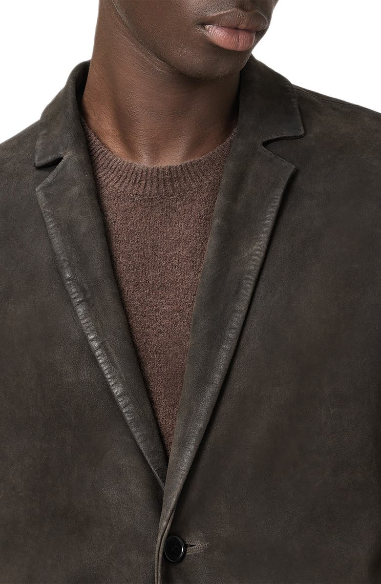AllSaints Monet Waxed Suede Blazer, Alternate, color, Mole Brown