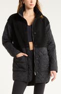 Zella Faux Shearling Hybrid Quilted Long Jacket