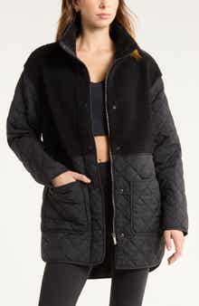 Zella Faux Shearling Hybrid Quilted Long Jacket