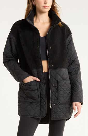 Zella Faux Shearling Hybrid Quilted Long Jacket