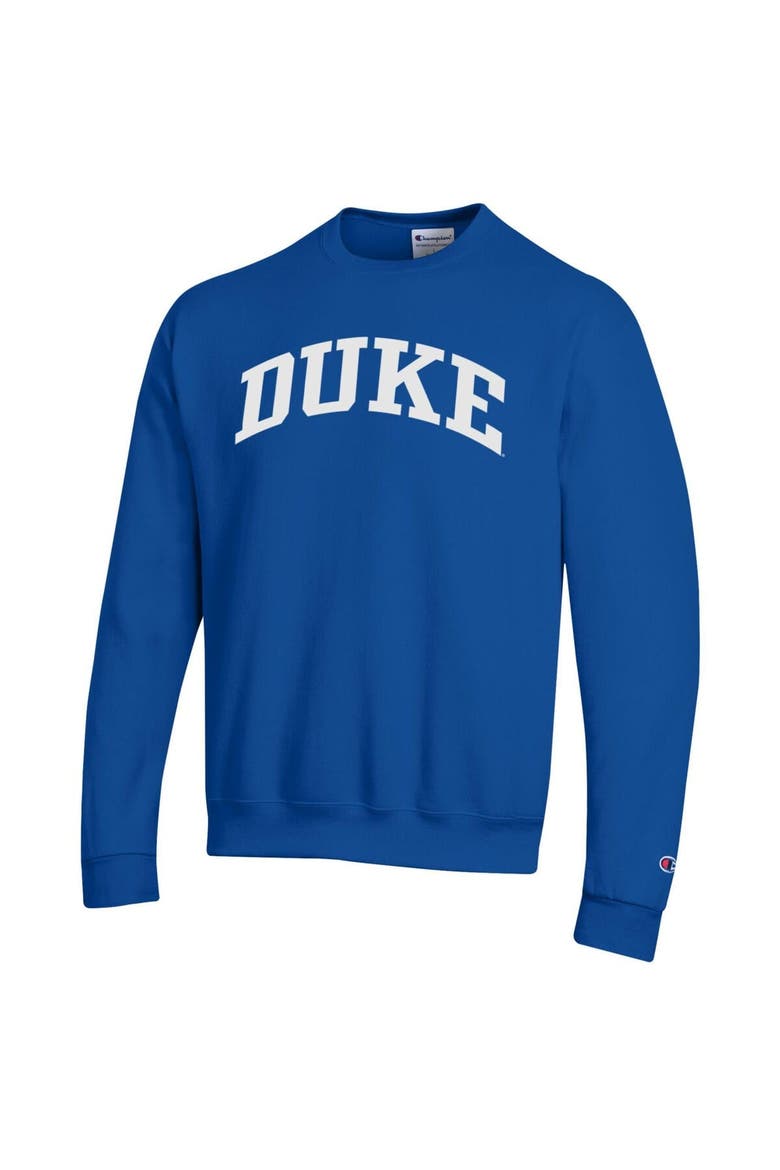 Men's Champion  Royal Duke Blue Devils Basic Arch Fleece Pullover Sweatshirt, Alternate, color, Royal