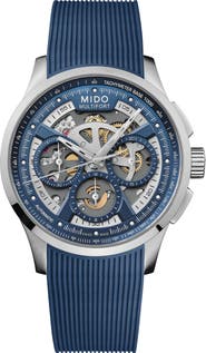 MIDO Multifort Skeleton Chronograph Automatic Rubber Strap Watch, 43mm