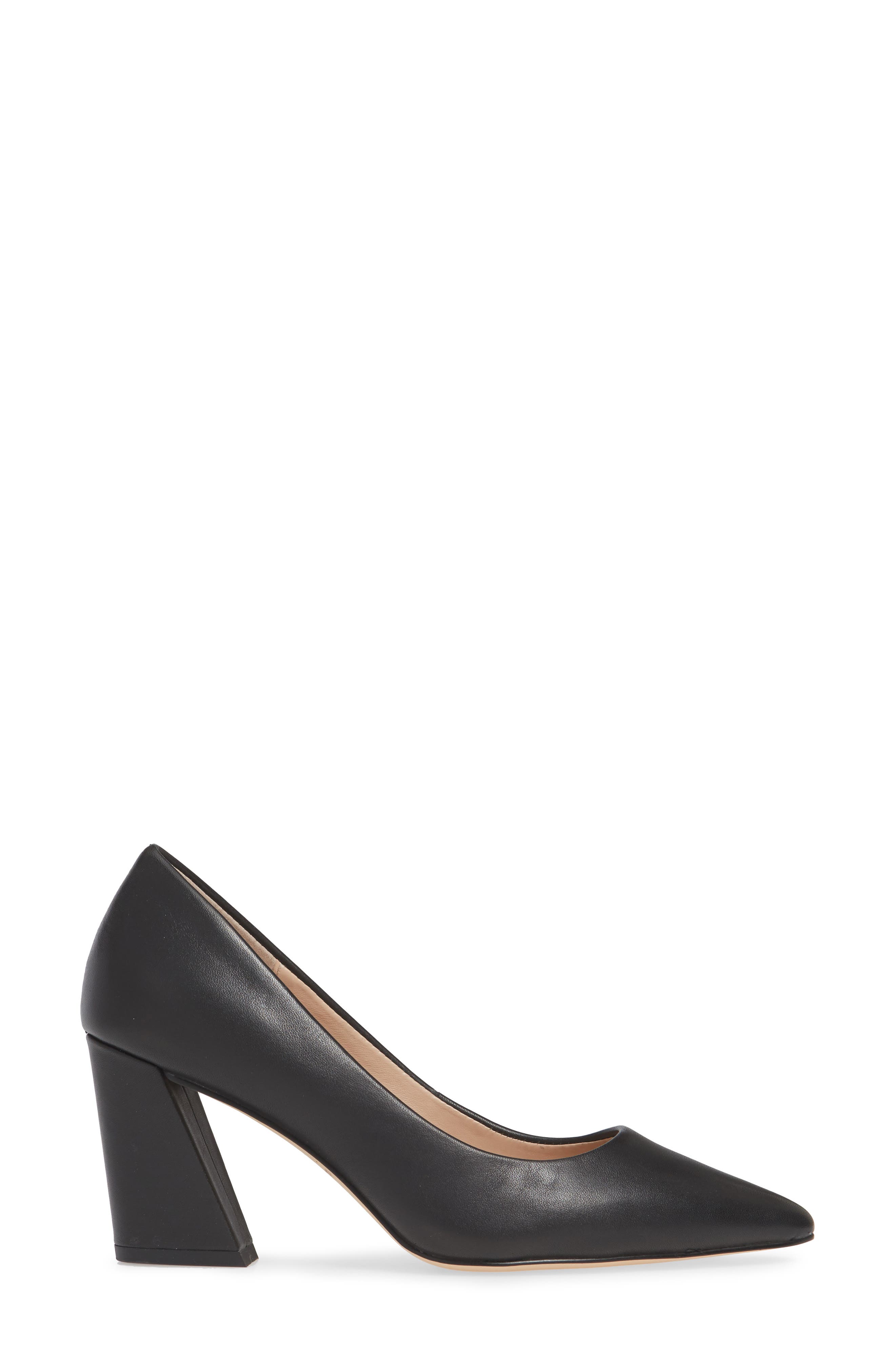 Arsenal Pointed Toe Pump, Alternate, color, BLACK LEATHER