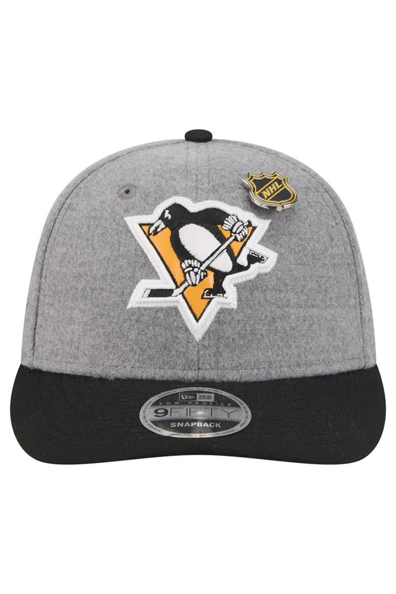 Men's New Era  Gray/Black Pittsburgh Penguins Wool Pin Low Profile 9FIFTY Snapback Hat, Alternate, color, Gray