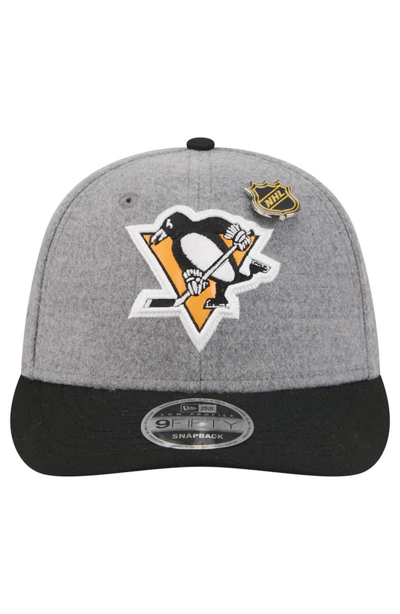 New Era Men's New Era Gray/Black Pittsburgh Penguins Wool Pin Low Profile 9FIFTY Snapback Hat, Alternate, color, Gray