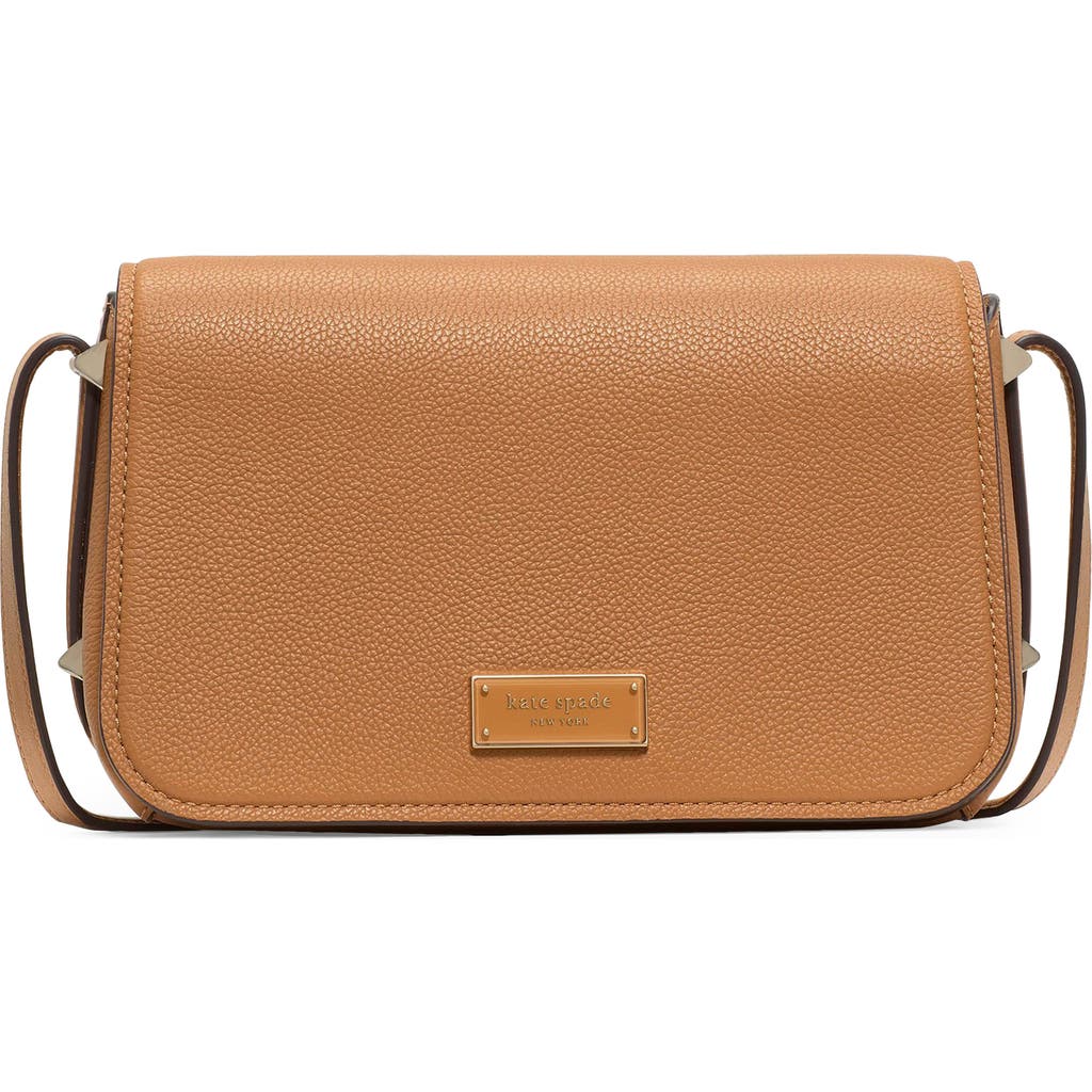 Kate Spade New York Small Liv Pebble Leather Flap Crossbody Bag In Brown