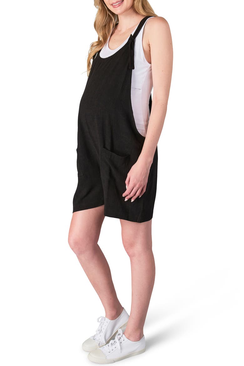 Jodi Maternity Shortalls, Main, color, BLACK