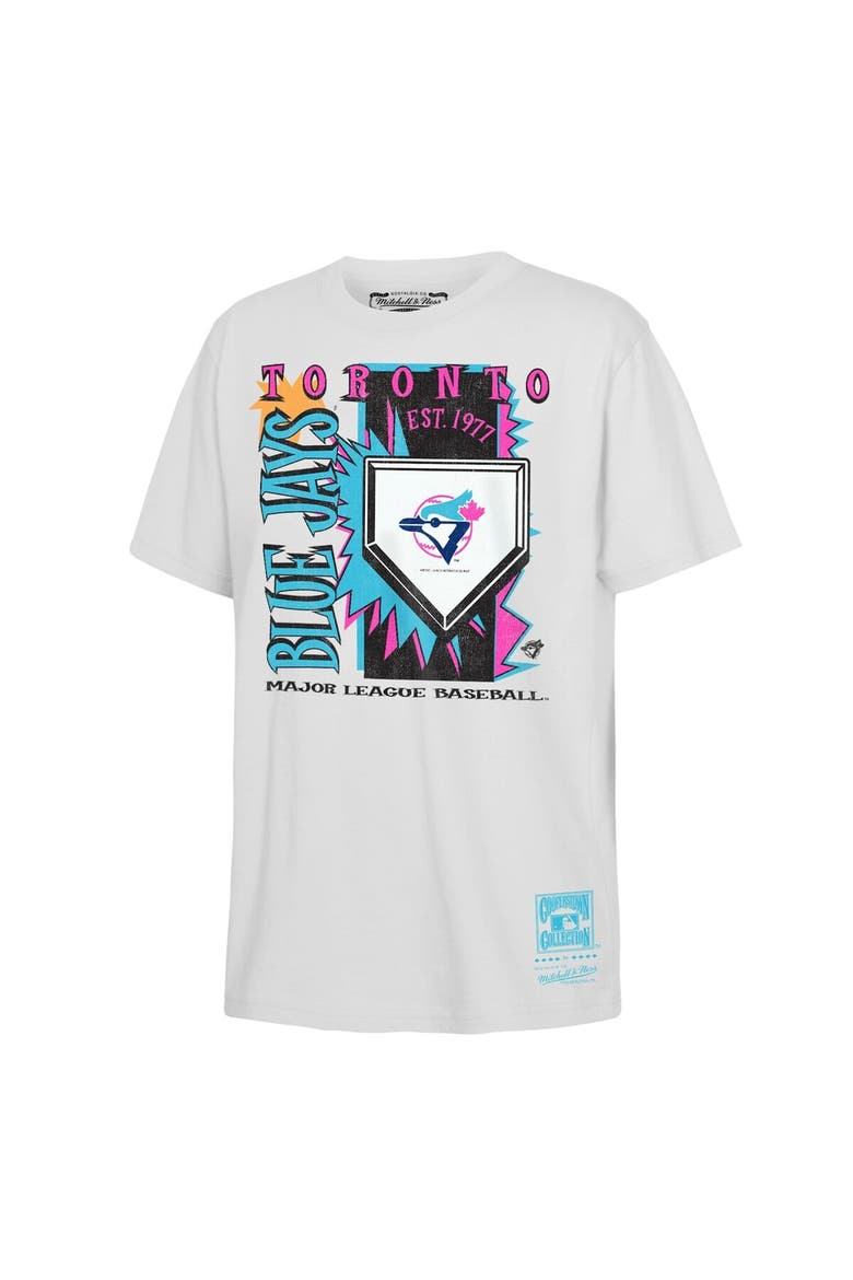 Youth Mitchell & Ness  White Toronto Blue Jays Cooperstown Neon Field Shock T-Shirt, Main, color, White