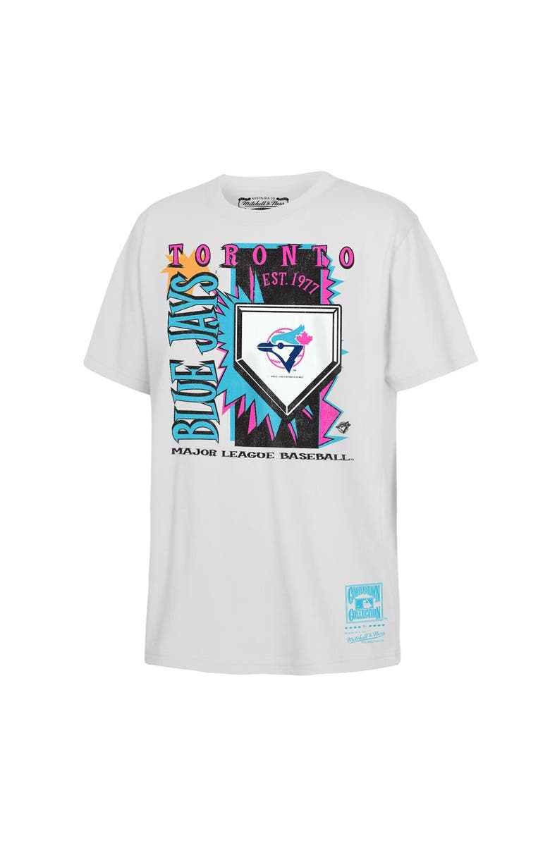 Mitchell & Ness Youth Mitchell & Ness  White Toronto Blue Jays Cooperstown Neon Field Shock T-Shirt, Main, color, White