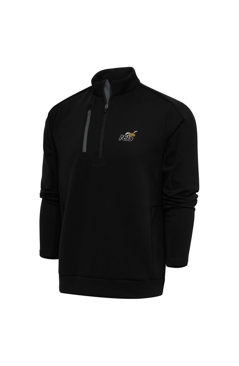 ANTIGUA Men's Antigua  Black/Pewter Alabama State Hornets Generation Quarter-Zip Pullover Top, Main, color, 