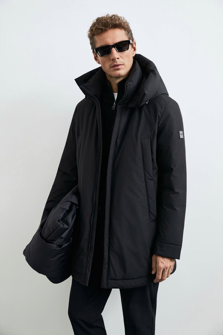Men's Longline Goose Down Parka, Alternate, color, Black
