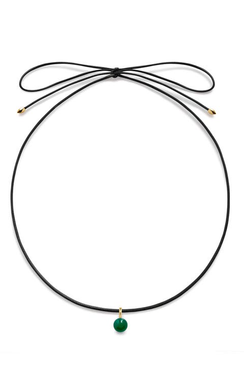 Round Semiprecious Stone Pendant Necklace