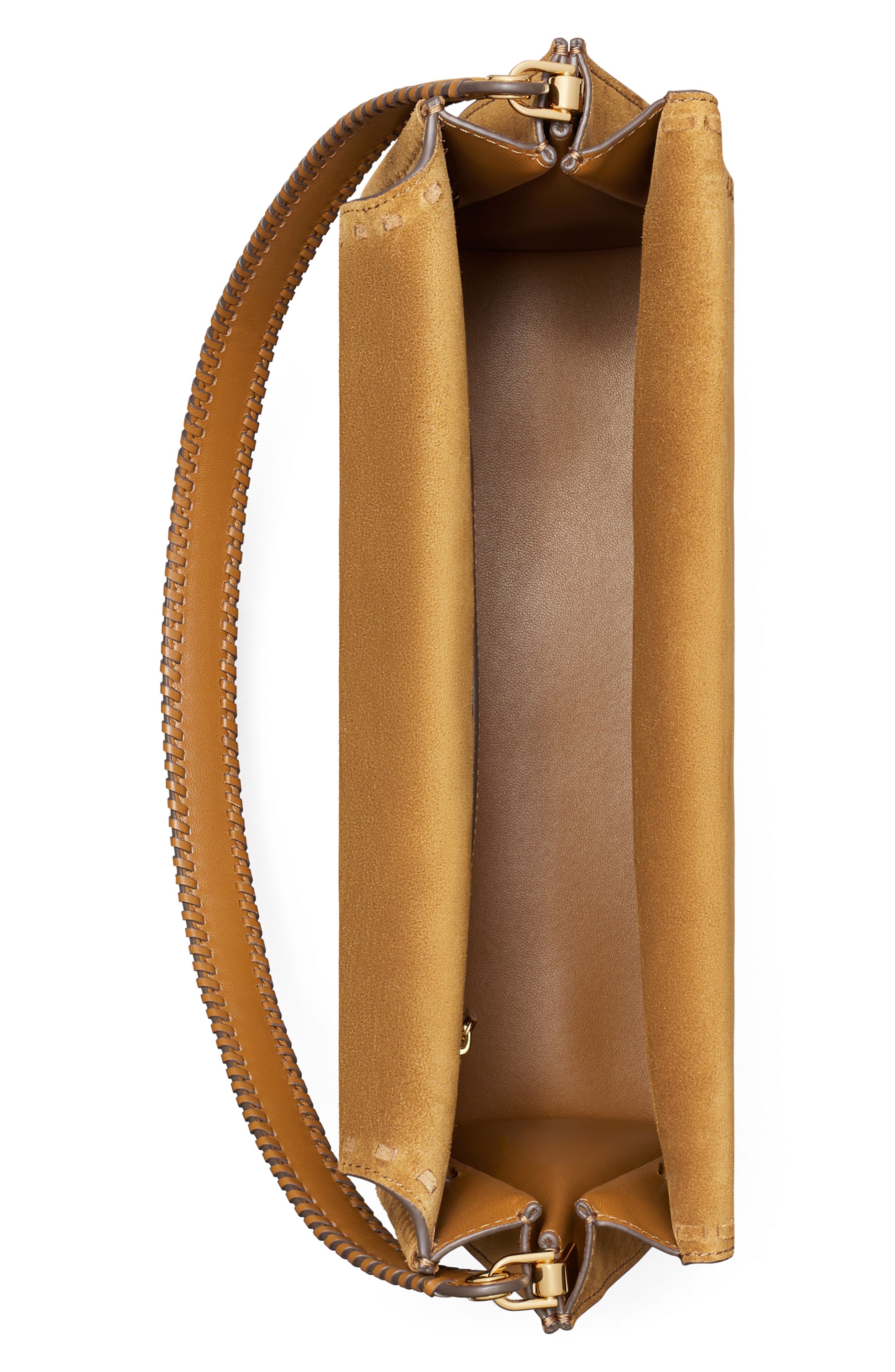 Tory Burch Large Lee Radziwill Suede Shoulder Bag, Alternate, color, Wild Tabacco