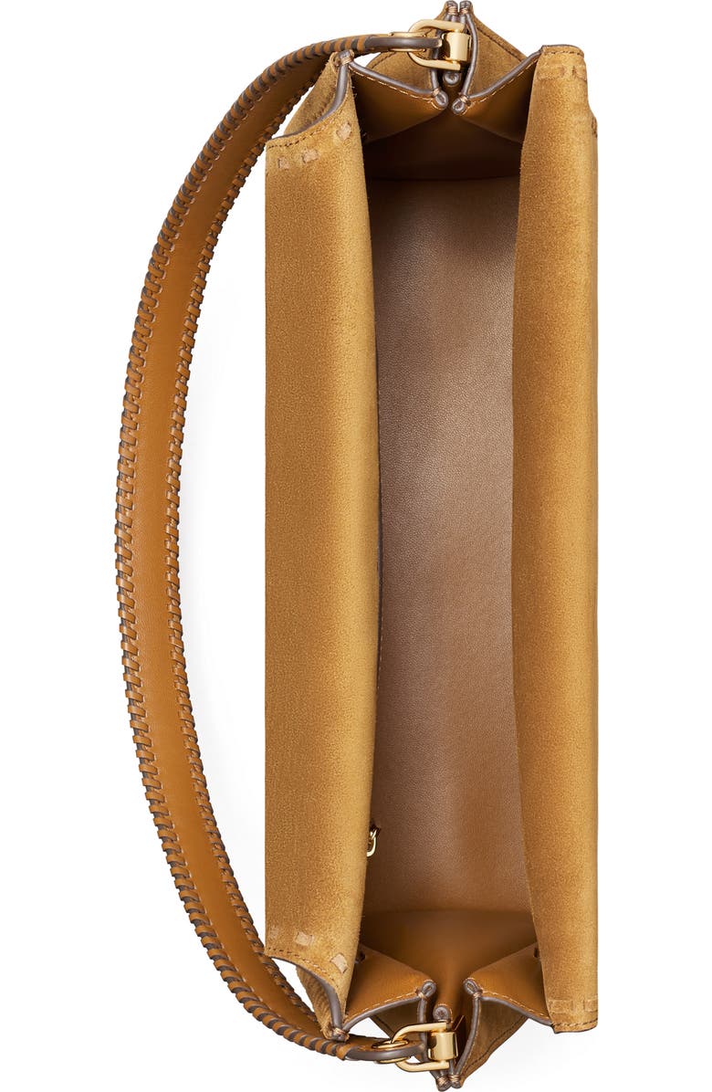 Tory Burch Large Lee Radziwill Suede Shoulder Bag, Alternate, color, Wild Tabacco