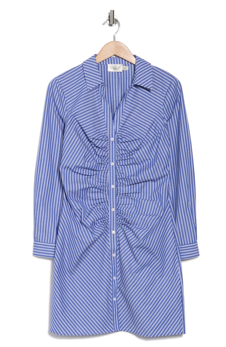 Eliza J Ruched Long Sleeve Shirtdress, Alternate, color,