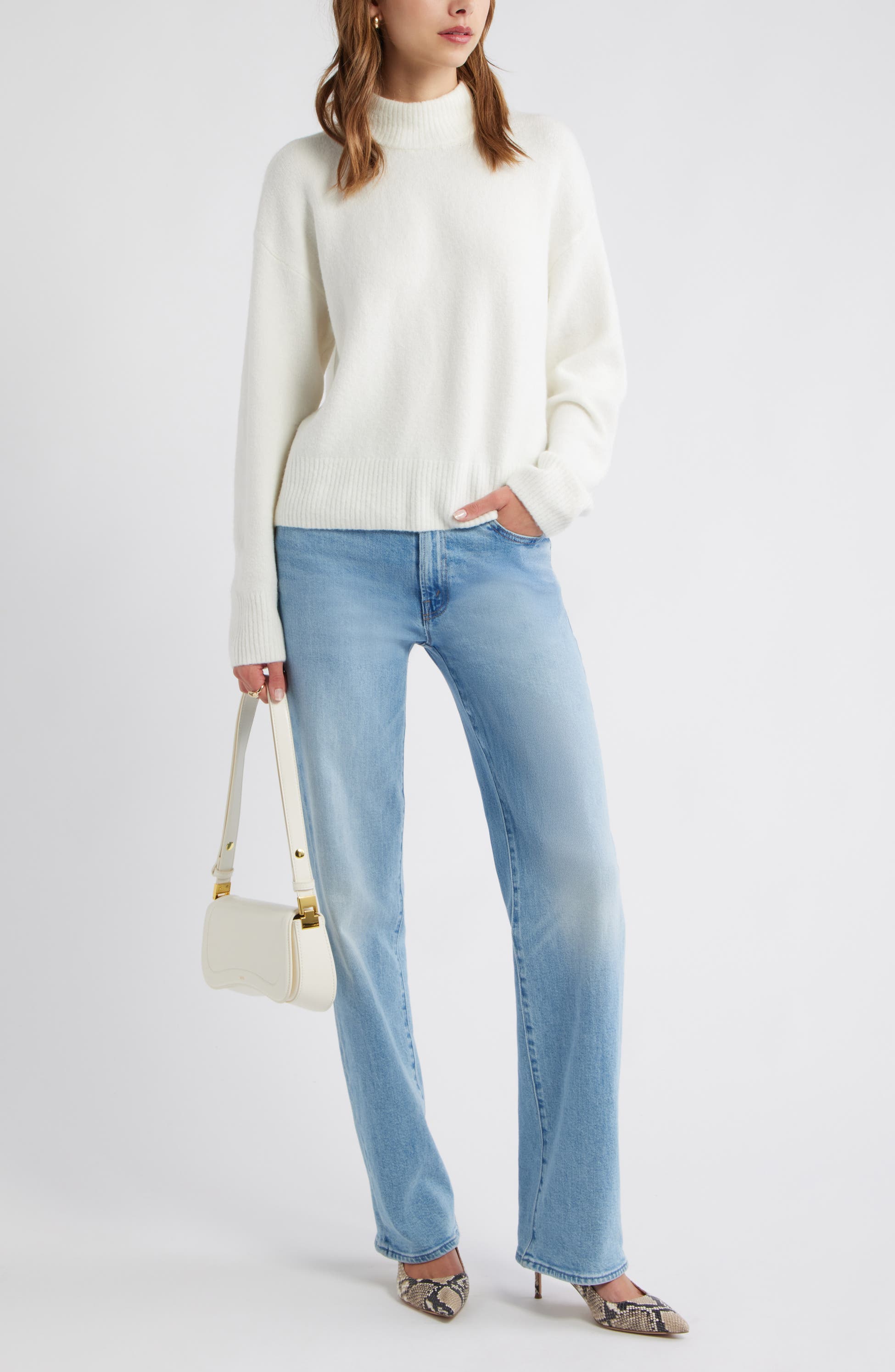 Boxy Mock Neck Sweater