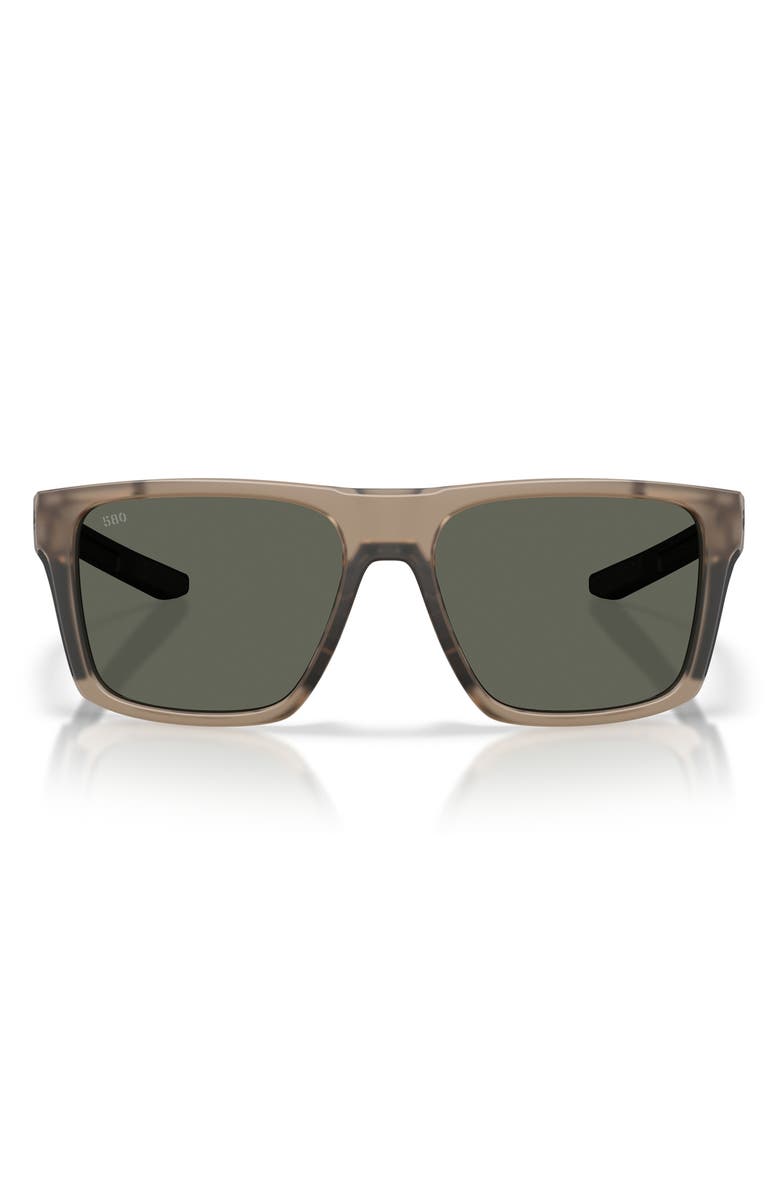 Costa Del Mar Lido 57mm Polarized Square Sunglasses, Main, color, Matte Brown Smoke / Gray 580G
