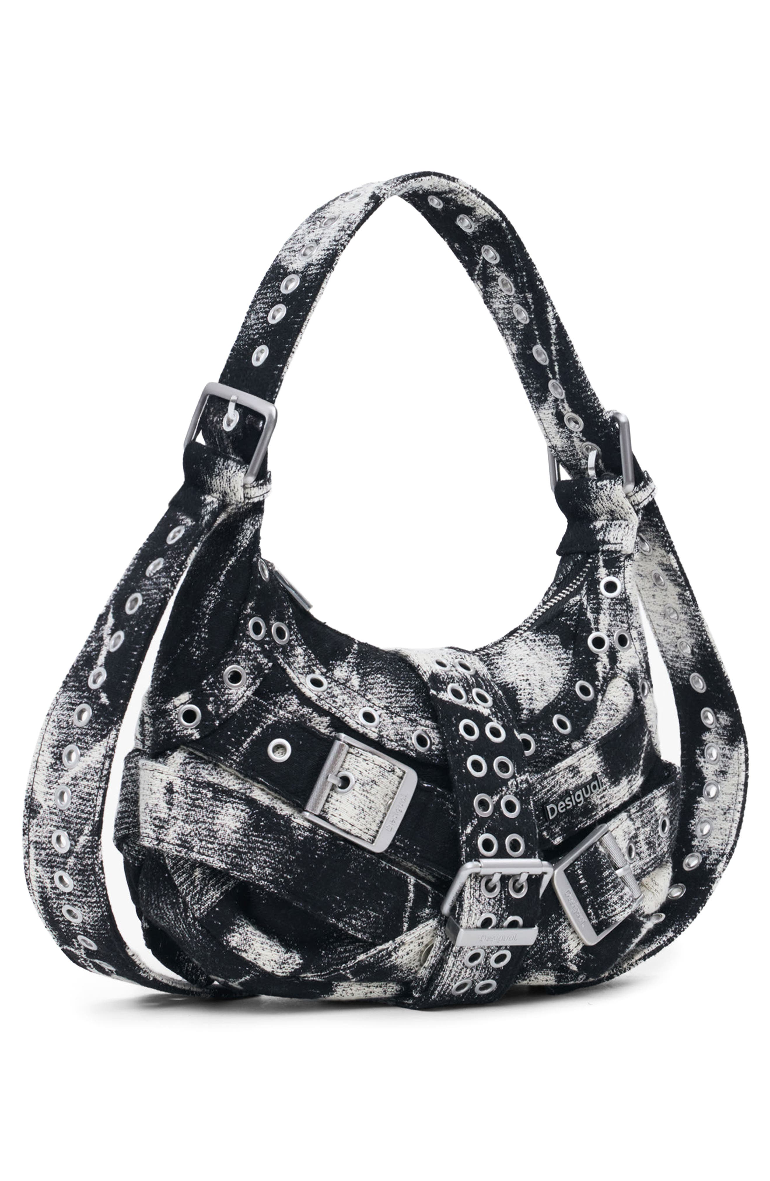Desigual Logo Belt Detail Shoulder Bag, Alternate, color, Light Gray