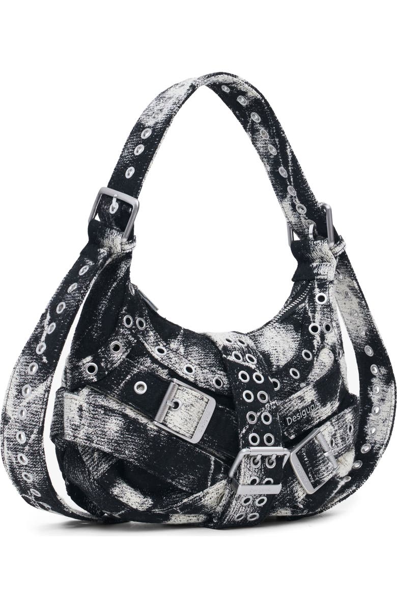 Desigual Logo Belt Detail Shoulder Bag, Alternate, color, Light Gray