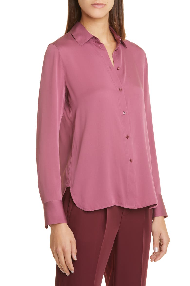 Slim Fit Stretch Silk Blouse, Alternate, color, TEA BERRY