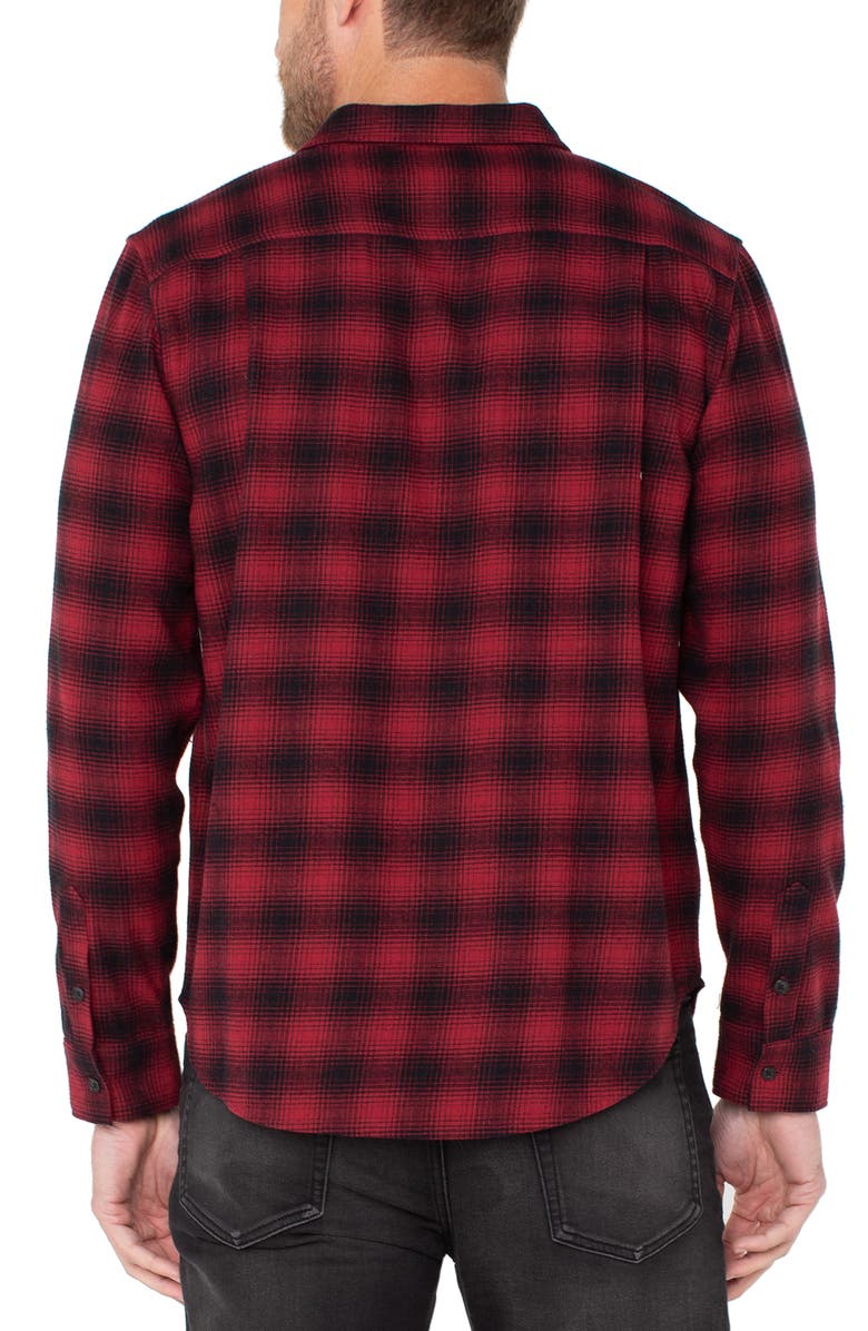 Liverpool Plaid Flannel Button-Up Shirt, Alternate, color, Crimson Multi