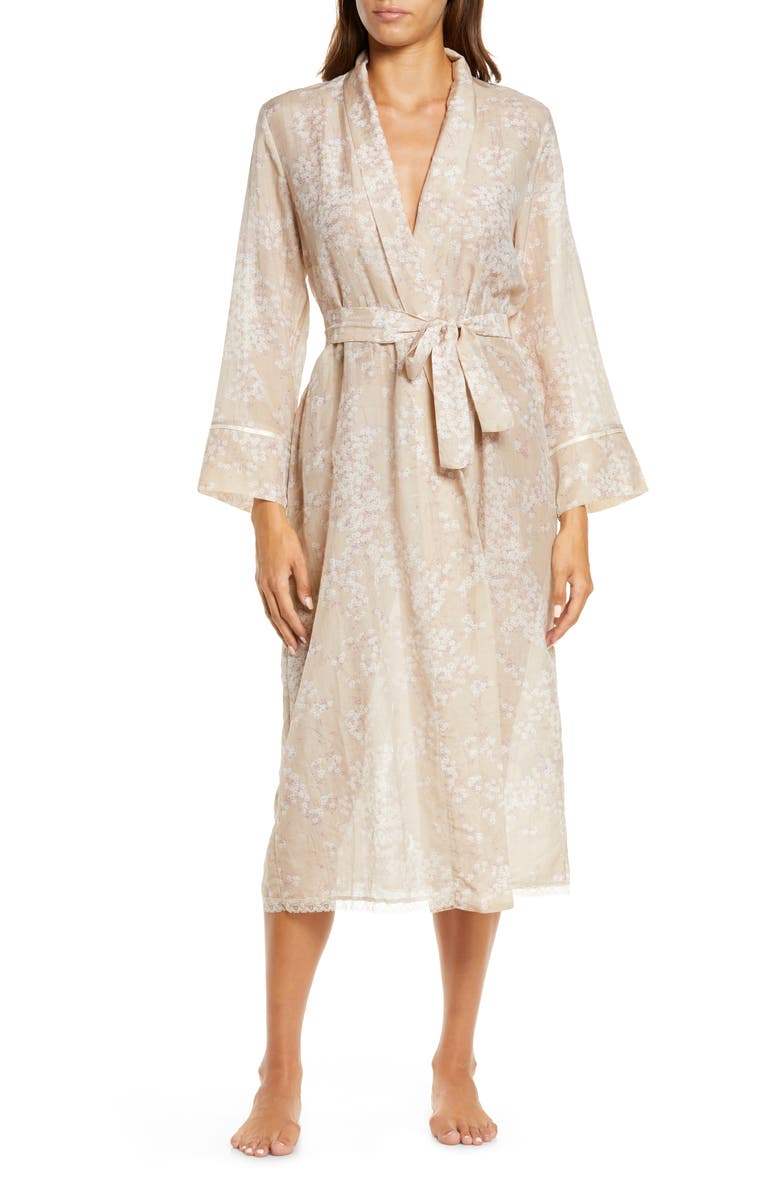 Papinelle Cherry Blossom Cotton & Silk Robe, Main, color,